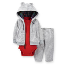 Carters Baby Boys Sets Autumn Roupas Infantis Menino Cotton Hooded Cardigan Bodysuit and Pant 3pcs Clothing