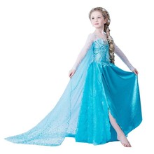 2016 New Christmas Girls Dress Long-Sleeve Winter Anna Elsa Dresses Kids Clothes Children’s Clothing Party Snow Queen Costume