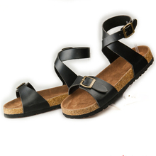 Ms. sandals 2016 summer new fashion cork sandals Roman style flat heels shoes size 36-39