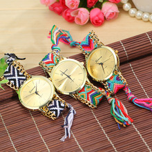 Fashion Geneva Watches Women Quartz Watches Multicolor Friendship Watch Braided Rope Bracelet Watch 13 Colors BW