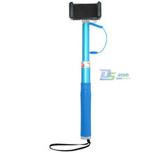 Blue Extendable Selfie Wired Stick Phone Holder Remote Shutter Monopod For Smartphone@ifashion2014