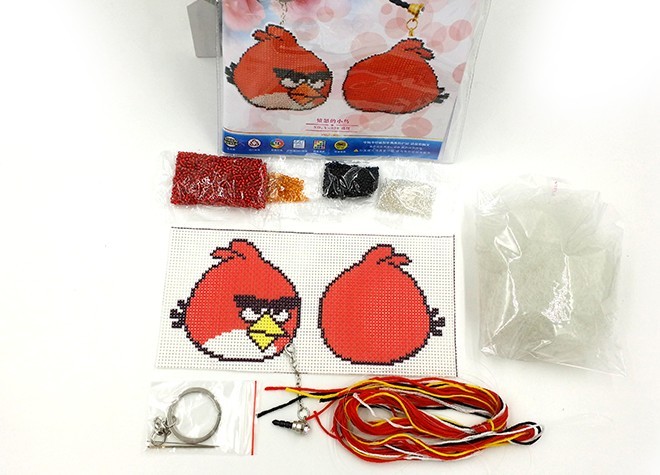 Description Picture 4 of itemCartoon bead cross stitch kit animal printed stamped 14ct plastic canvas DIY handmade craft needlework Keychain phone plug