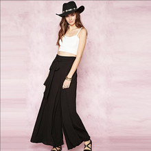 2016 New Arrivals European and american style fashion Simple Drawstring Loose Wide leg pants Female high Waist KN194