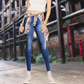 New Arrival Womens Fashion Jeans Blue Jean Cross Stitching Cotton Casual Low Waist Jeans Elastic Slim
