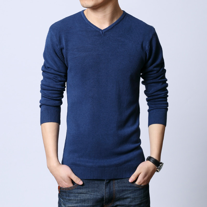 Free shipping 2015 autumn and winter men cotton long sleeved V neck sweater brand men s