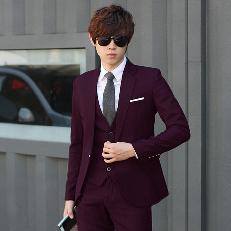 2015 new men's Korean three piece Slim small suit casual groom wedding dress of men's suits