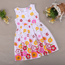 2016 New Hot Summer Children Clothing,Girls Floral Print Dress,2-9Y Baby Kids Clothes Cute Sleeveless Tutu High Quality Clear