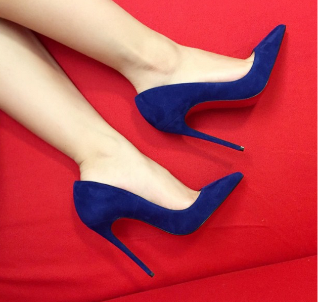 Good quality Real Photo red bottom shoes for women blue pumps 2015 ...