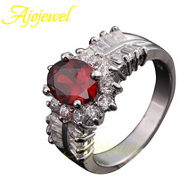 Clear Red Oval Cubic Zirconia Engagement Rings Ruby Top Quality Simulated Diamond Wedding Jewelry For Women