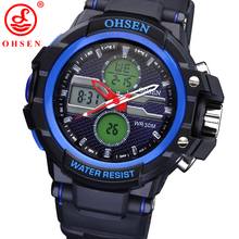 Muchacho de hombre relojes deportivos relojes militares LED Digital analógico doble de tiempo de alarma de día cuarzo del cronógrafo de pulsera Relogios Masculinos