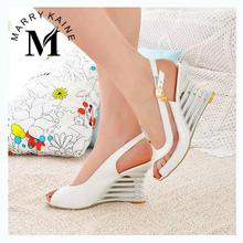 2015 High Wedge Heel Sandals Ankle Strap Open Toe Transparent Shoes Women’s Summer Shoes Patent PU Sexy Summer Brand New Shoes