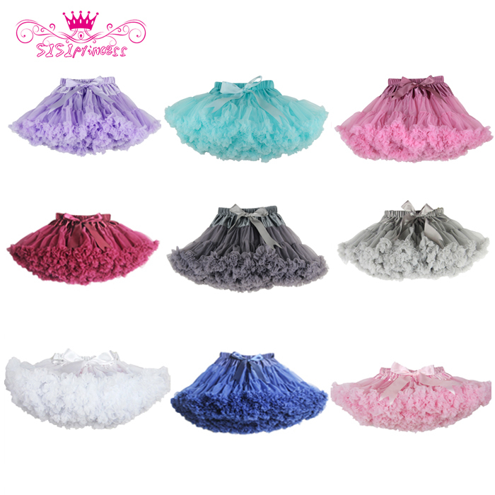 Free Shipping Fluffy Chiffon Pettiskirts Baby 21 Colors tutu skirts girls Princess Dance Party Tulle Skirt