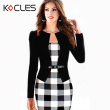 New Womens Elegant Faux Twinset Belted font b Tartan b font Optical Illusion Patchwork Wear to