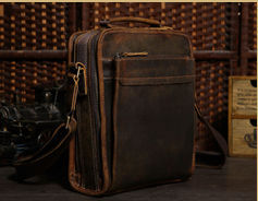 Free Shipping Mens Genuine Leather Vintage Style Messenger Shoulder