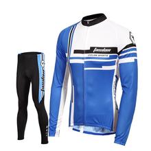 Tasdan Gunung Sepeda pria Bersepeda Jerseys Set Penghangat Lengan Panjang Kemeja dengan Padded Celana Sepeda Balap Pakaian