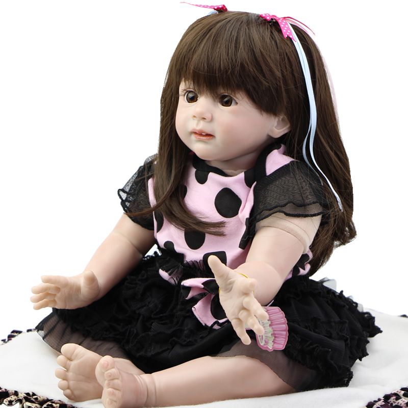 24 Inch Silicone Newborn Baby Toys Collectible Reborn Baby Girl Doll Lifelike Doll Reborn Babies Handmade Christmas Gift