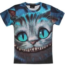 Hot Sale fashion Novelty Unisex t-shirt Alice in Wonderland grinning kitty cat printing 3d tshirt for men women cute tee