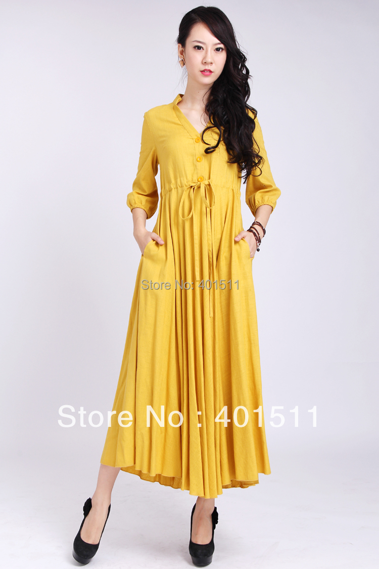 Yellow Linen Maxi Dress