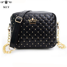 2016 Spring Summer Crown rivets Women Messenger Bags Designer Chain Clutch Famous Brand Women Clutch Bolsos Mujer Shoulder Bag