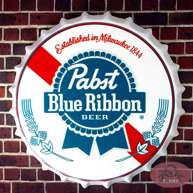 35cm NEW RARE VINTAGE PABST BLUE RIBBON PBR BEER METAL TIN WALL BAR SIGN RM-98