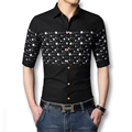 New Men Linen Shirts Short Sleeves 2016 Fashion Slim Men Cotton Shirts Printed Plus Size 6XL