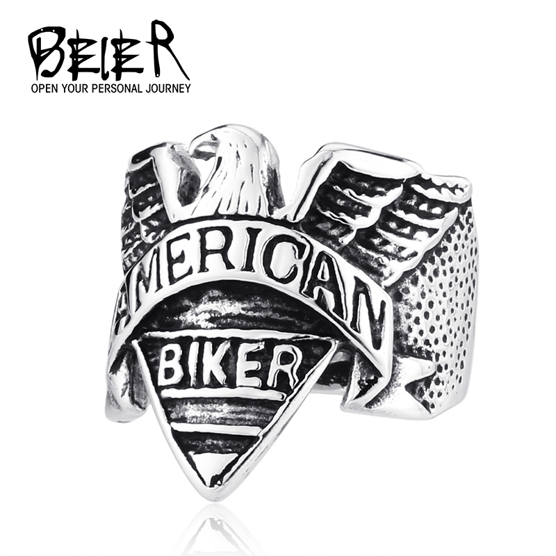 American Biker Eagle Ring Stainless Steel Punk Biker Motorcycle Freedom Eagle Ring Jewelry BR7002 US size