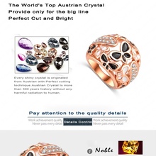 LZESHINE Brand Big Ring 18K Rose Gold Plate Beauty Enamel Butterfly Rings Micro Pave Austrian Crystals