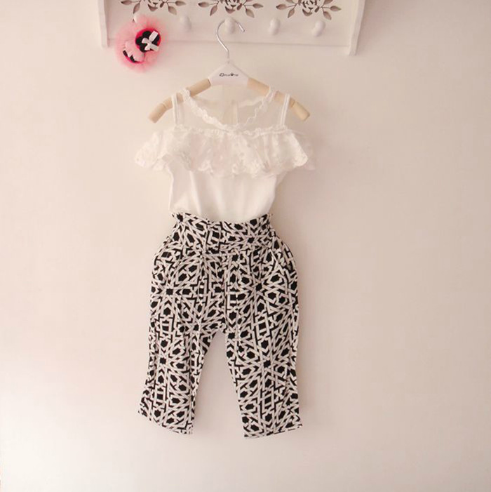 2014 Hot selling fashion baby girls clothes set children and kids clothes suit shirt pants sets