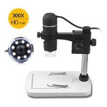 Práctico Portable de 5MP USB 8 LED microscopio Digital lupa del endoscopio 20-300X cámara de vídeo del soporte de Software para PC