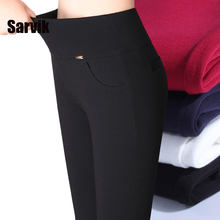 Sale!Thick warm women winter office work pants High stretch cotton ladies pencil pants black red sapphire female office trousers