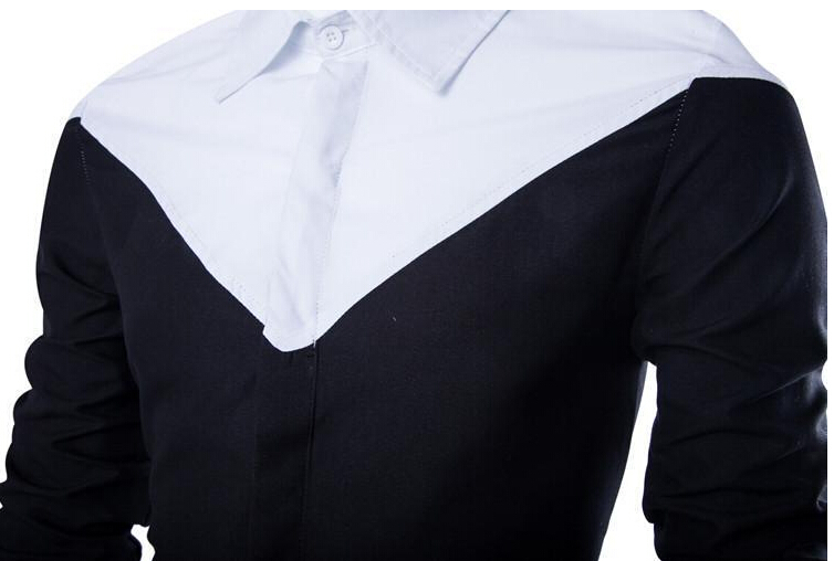 Men Shirt 2015 Fashion Brand Men S Black And White Shirt Male Long Sleeved Shirt Camisa