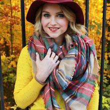 Essential Scarf Wrap Shawl Plaid Cozy Checked Women Lady Blanket Oversized Tartan Autumn Winter Warmmer Free Shipping Oct12