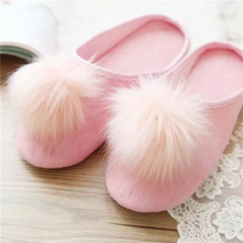 New autumn and winter, fluffy pink plush ball home indoor slippers, warm slippers slippery floors, slippers women,free shipping!