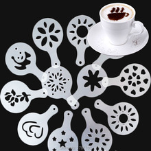Barista Stencils Template Fashion Cappuccino Coffee Strew Pad Duster Spray Tools Free shipping 16Pcs Set