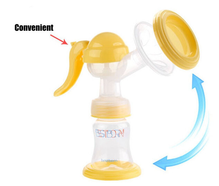 150ml Yellow Breast Pump Manual Baby Milk Bottle Squeezing Pump Safety Maternity Suck Chest Children Kids Breast Feeding (13)
