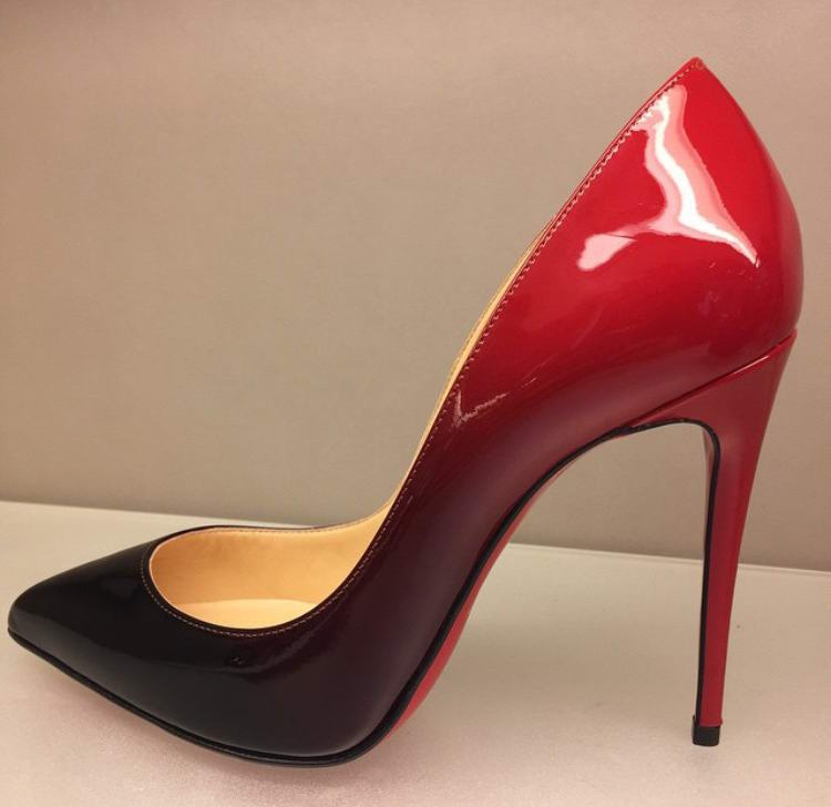 female shoes with red soles