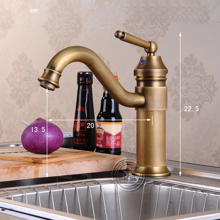 Antique Brass Swivel Spout Kitchen Sink Faucet One Hole Mixer Tap Antique Brass Swivel Spout Kitchen Sink Faucet One Hole Mixer Tap