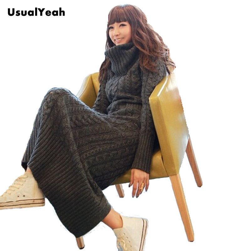 Winter Turtleneck Knitted Long Dress Sweater outerwear Twisted Sweater Grey Size: S-M-L MY0081 Free shipping