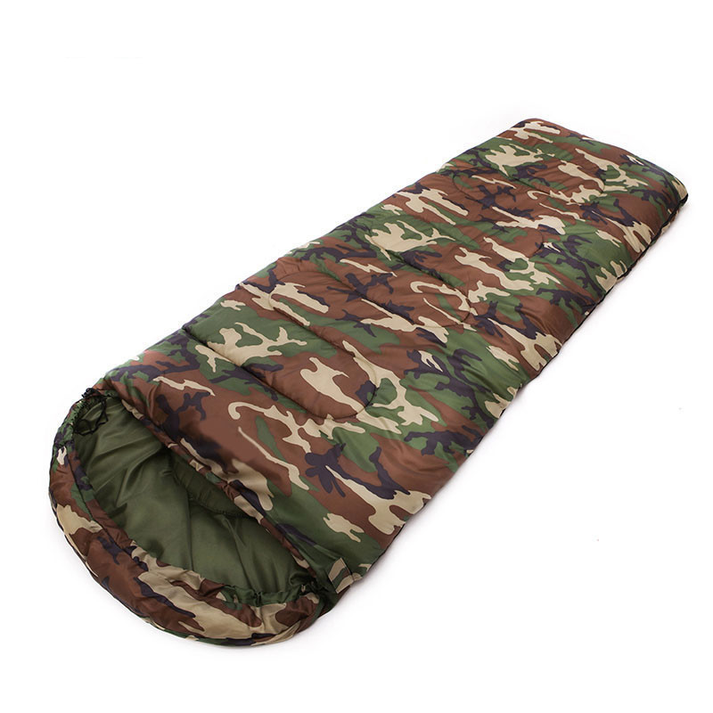 Camouflage Camping sleeping bag 3 season Cotton filling envelope style army hooded Military sleeping bags fishing
