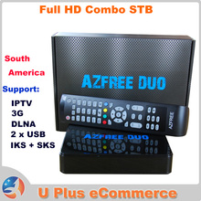2PCS AZFREE DUO Full HD Digital Satellite Combo Receiver = TOCOMFREE S929 DVB S/S2 MPEG 2/4 H.264 IKS + SKS South America IPTV