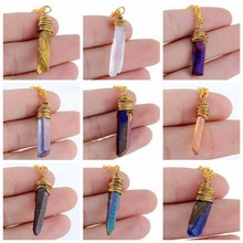 Top Selling 2015 Fashion Golden Plated Natural Stone Jewelry Irregular Genuine Crystal Gun Black Pendants Necklace