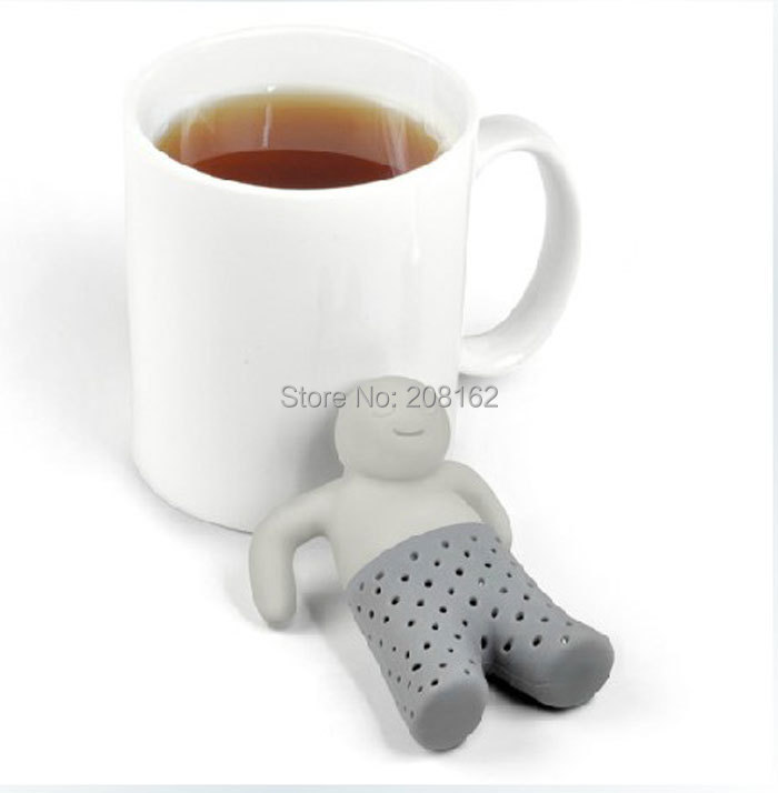 Mr Tea Infuser Bathing Kids Shape Tea strainer Filter Teabags for Coffee Tea Leaves Silicone Drinkware