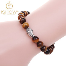 Pulseras mujer tiger eye stone buddha beads bracelet elastic charm bracelet rope chain Natural stone for men and women jewelry