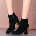2016 New Matte Suede Large Size Shoes Womens Black High Heel Ankle Boots Side Zipper Gray