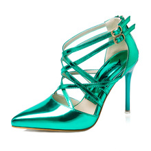 2016 new black red golden silvery women sexy pumps lady fashion pointed toe thin high heels