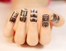 2015 New White Black 3D Lace Design Nail Art Manicure Tips Sticker Decal 1sheet DIY Beauty