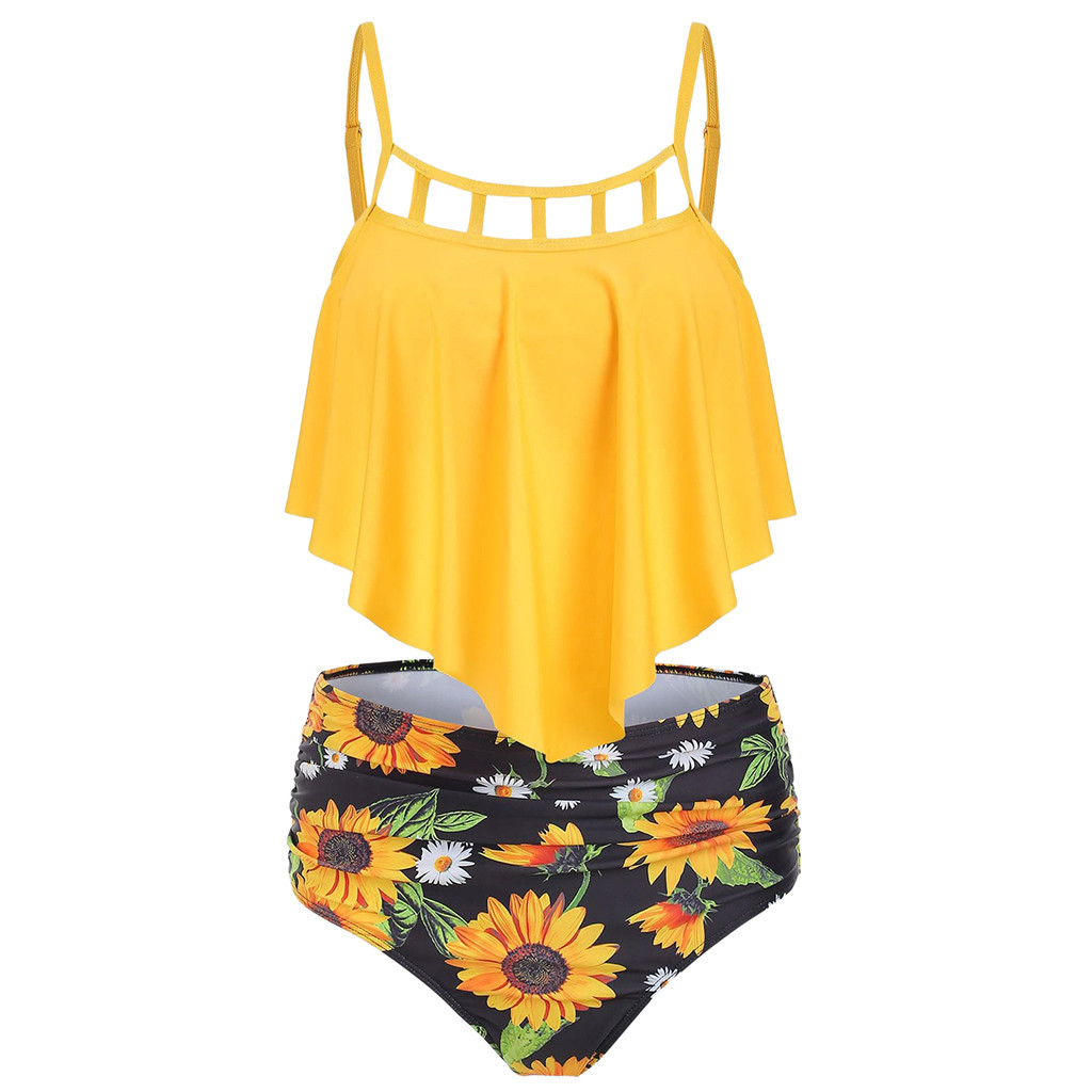 high waisted sunflower swimsuit