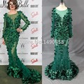 Real Picture 2016 Flowers Petal Emerald Green Prom Dress Beautiful Mermaid Navy Blue Dresses For Prom