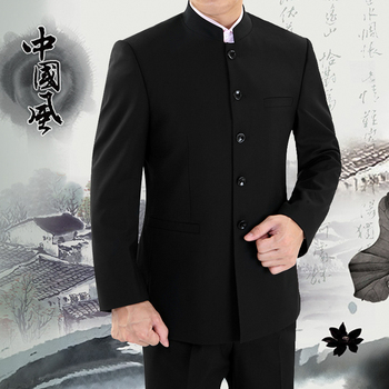 Китайский костюм воротник стойка костюмы мужской стройный школы носить китайским туника свободного покроя костюм мужской 2015 бесплатная доставка