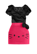 2015 summer hello kitty girls clothes skirt sets children short two pieces t shirt skirt kids
